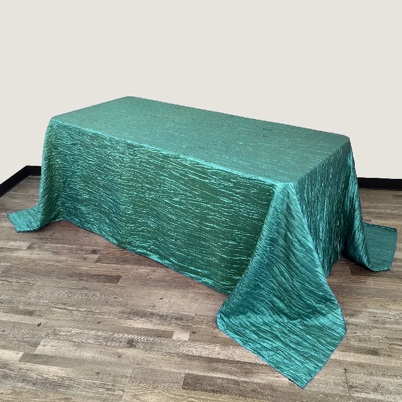 90 x 132 inch Crinkle Taffeta Rectangular Tablecloth Teal