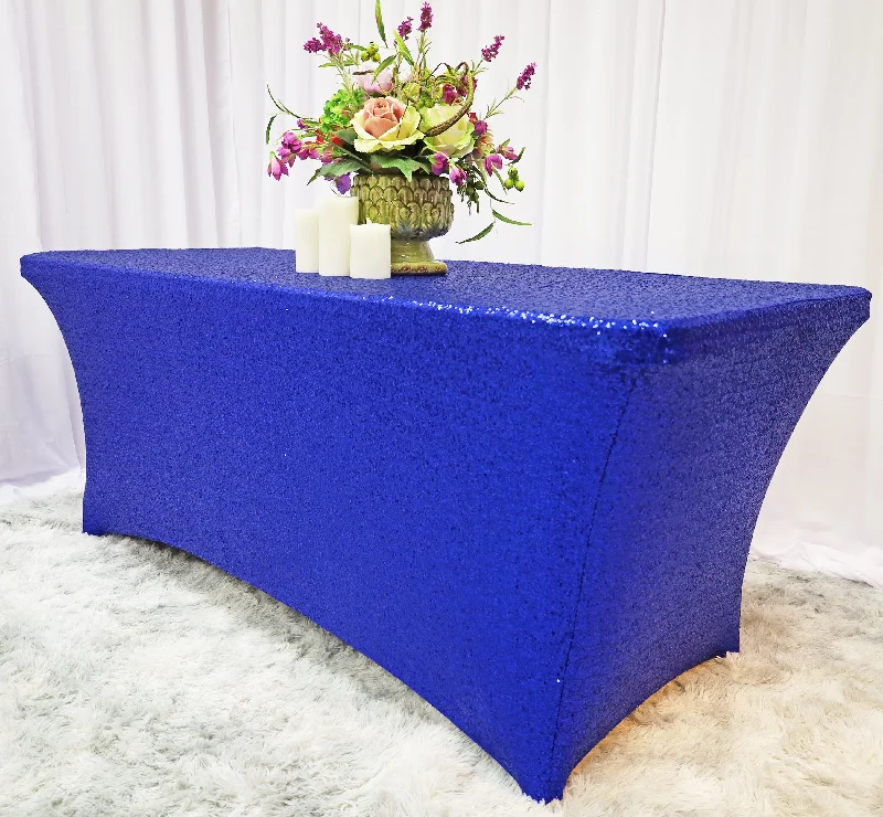 6 Ft Rectangular Sequin Spandex Table Cover - Royal Blue (1pc)