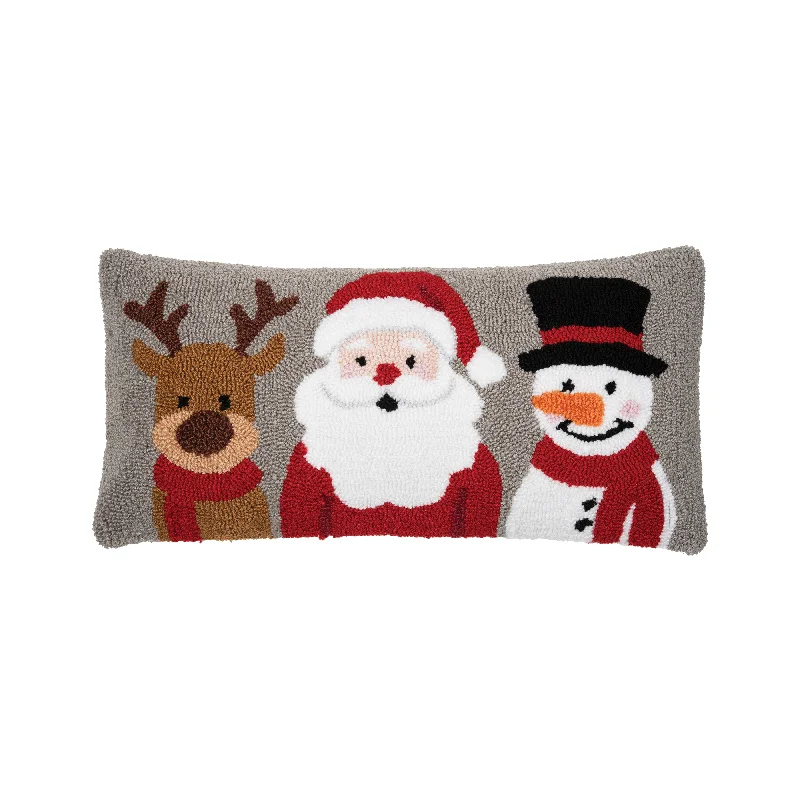 Christmas Buddies Trio Hooked Pillow