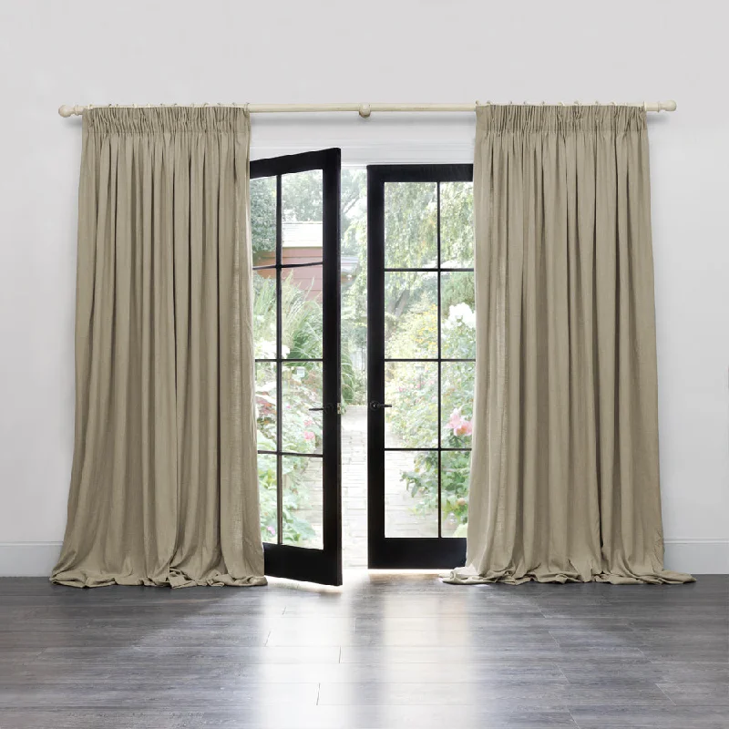 Hawley Linen Blend Pencil Pleat Curtains Birch