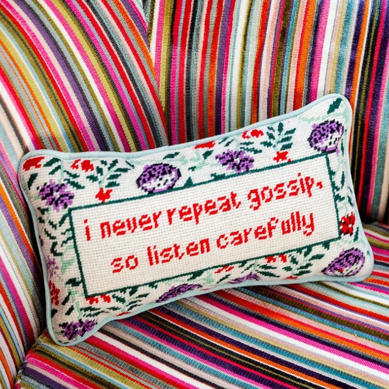 Gossip Needlepoint Pillow