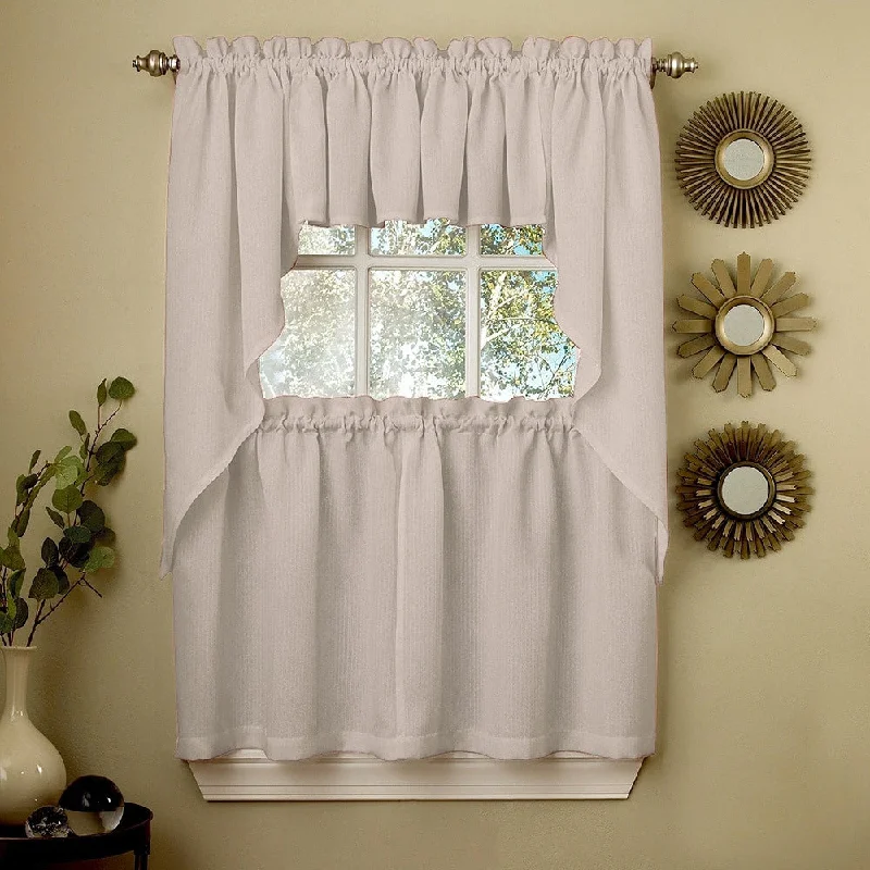 Opaque Grey Ribcord Kitchen Curtain Pieces - Tiers/ Valances/ Swags