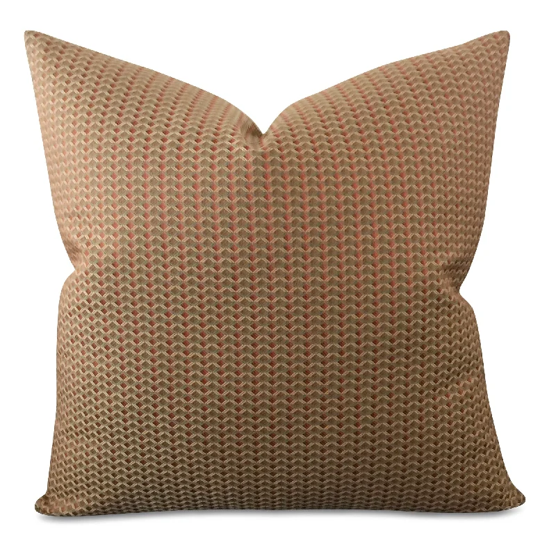 Gold Coral Geometric Luxury Woven Throw Pillow Cover 22x22