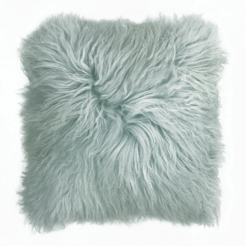 Mongolian Sheepskin Cushion Blue