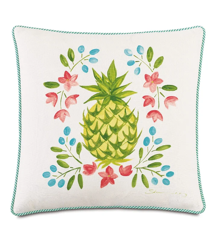 Tropical Gourmet Welcome Throw Pillow Cover 18x18