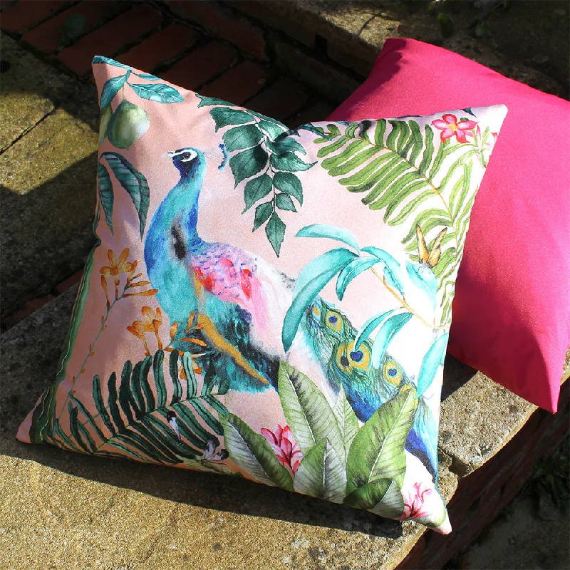 Peacock Outdoor Cushion Blush