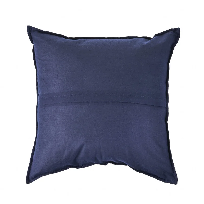 20" X 20" Navy And White 100% Cotton Geometric Zippered Pillow