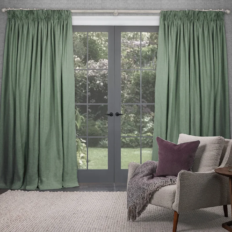 Emilio Woven Pencil Pleat Curtains Clover