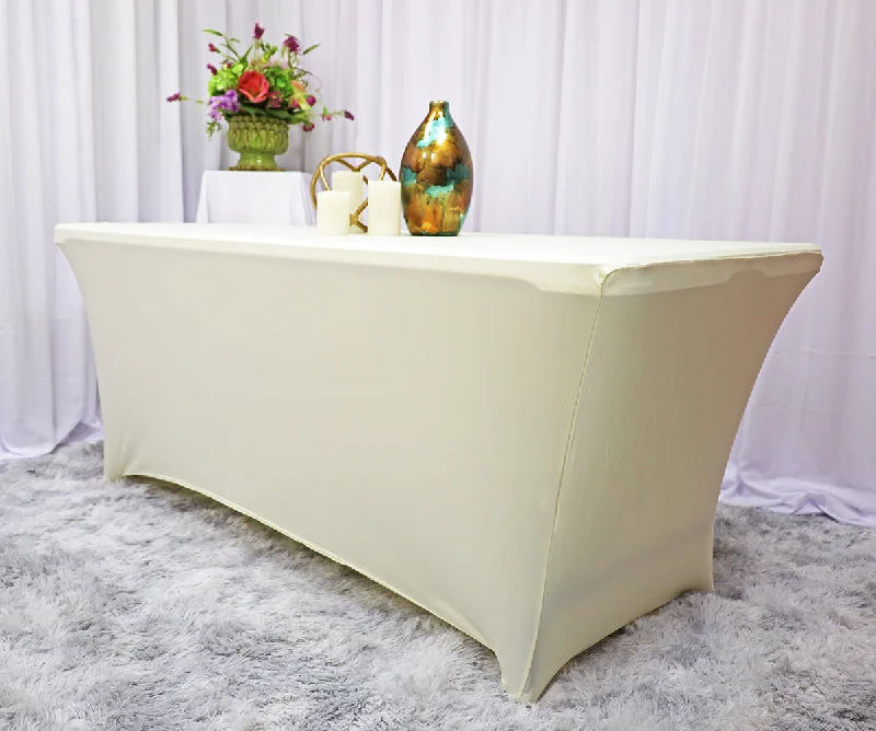 8 Ft Rectangular Spandex (220 GSM) Table Cover - Ivory (1pc)