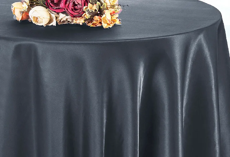 90" Seamless Round Satin Tablecloth - Pewter/Charcoal (1pc)