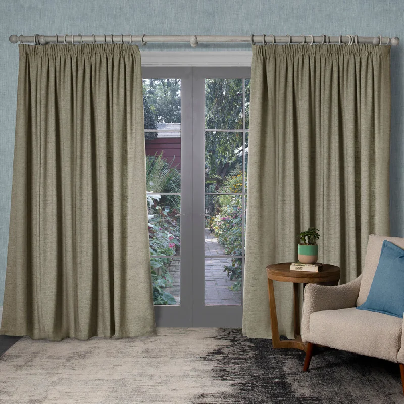 Helmsley Woven Pencil Pleat Curtains Jute