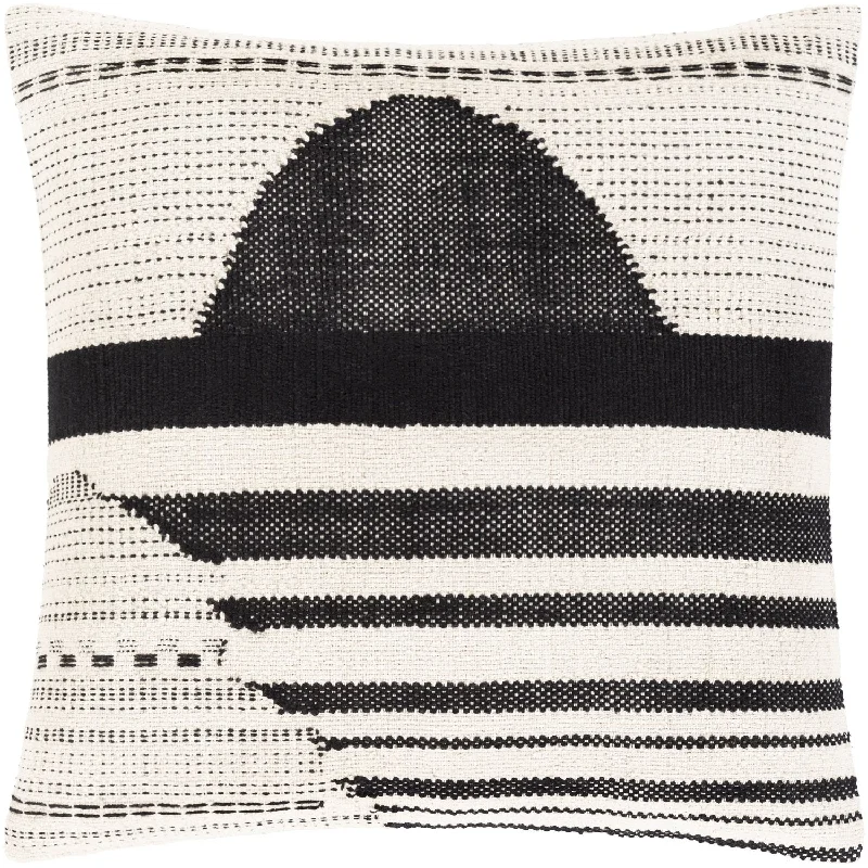 Banksia Hand Woven Square Pillow Beige, Black, Cream