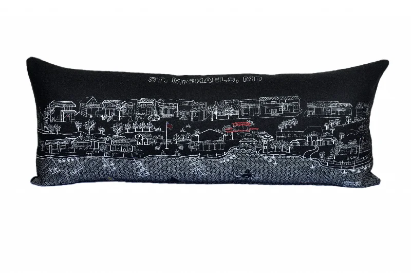 35" Black St Michael's Nighttime Skyline Lumbar Decorative Pillow