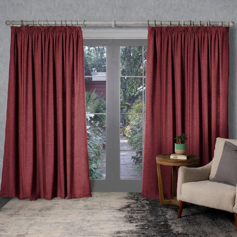 Helmsley Woven Pencil Pleat Curtains Brick