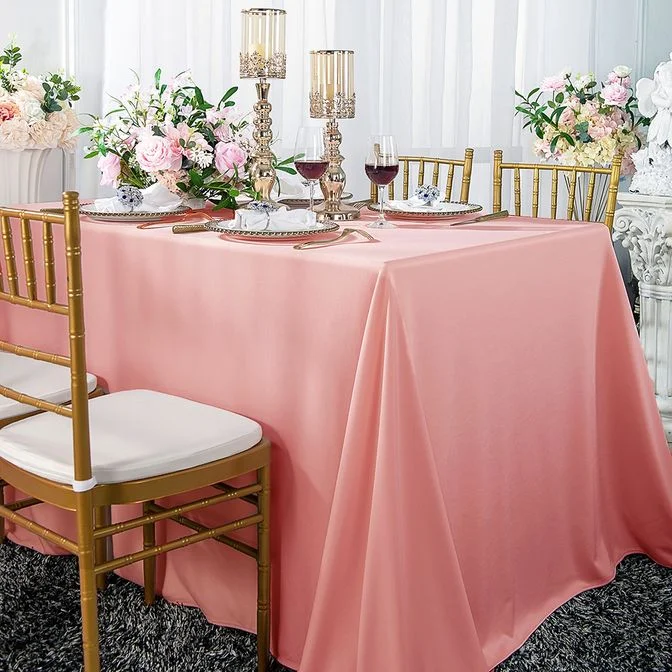 54"x96" Seamless Rectangular Scuba (Wrinkle-Free) (240 GSM) Tablecloth - Rose Pink (1pc)