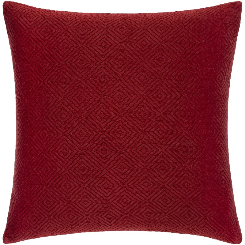 Camilla Hand Woven Square Pillow Dark Coral, Dark Red