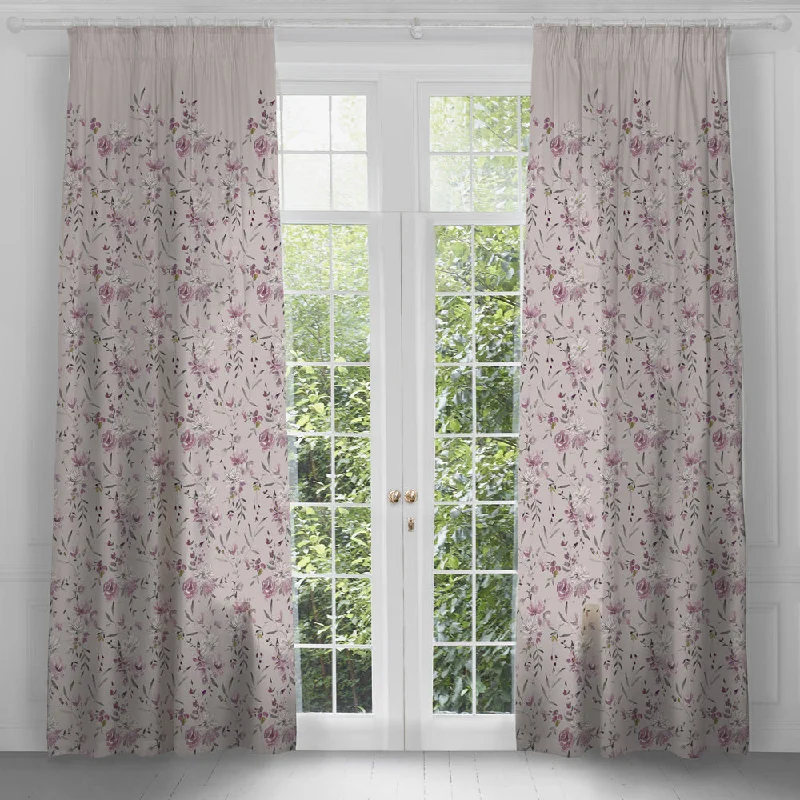 Saiyuri Printed Pencil Pleat Curtains Ironstone