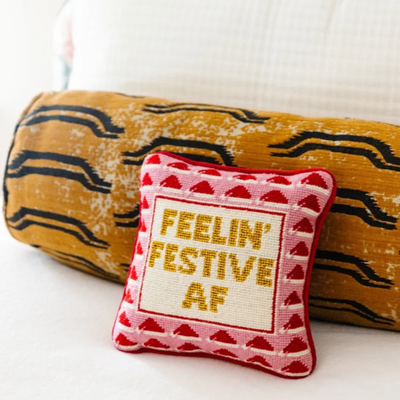 Festive AF Needlepoint Pillow