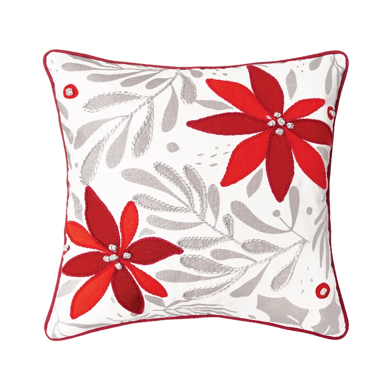 Poinsettia Christmas Pillow