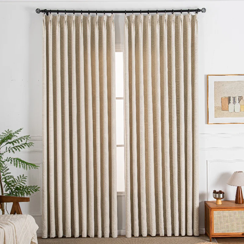 Boney Patterned Geometric Heavyweight Cashmere Feel Curtains