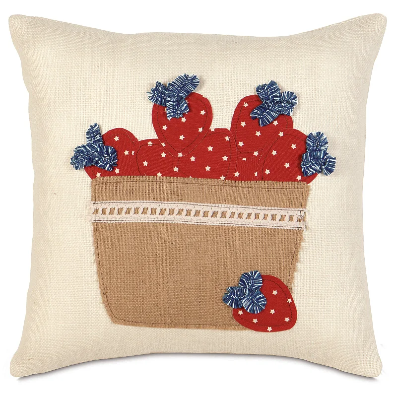 Americana Berry Basket Throw Pillow Cover 18x18