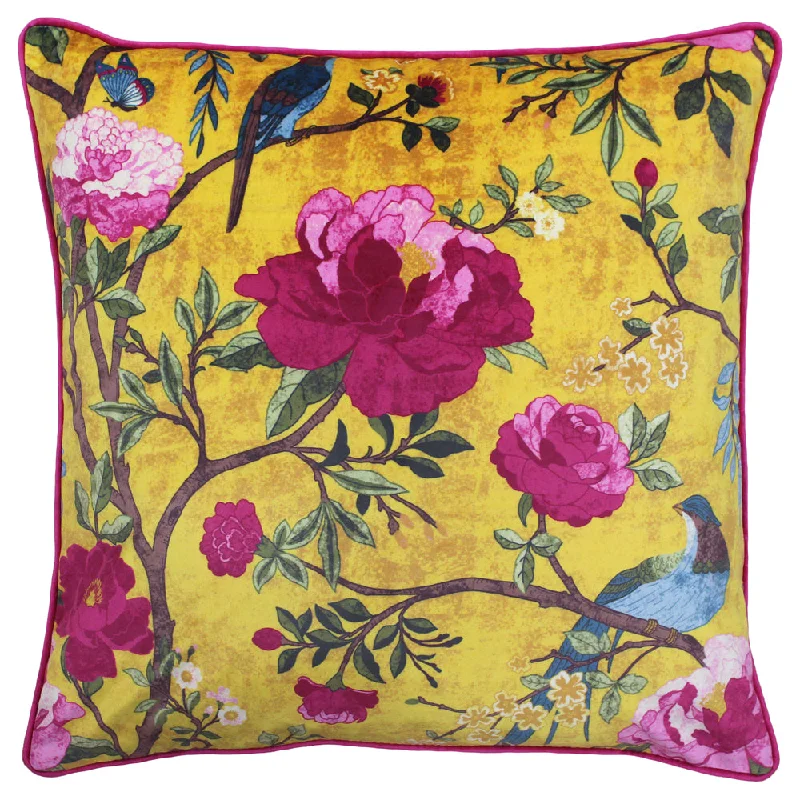 Chinoiserie Floral Cushion Gold