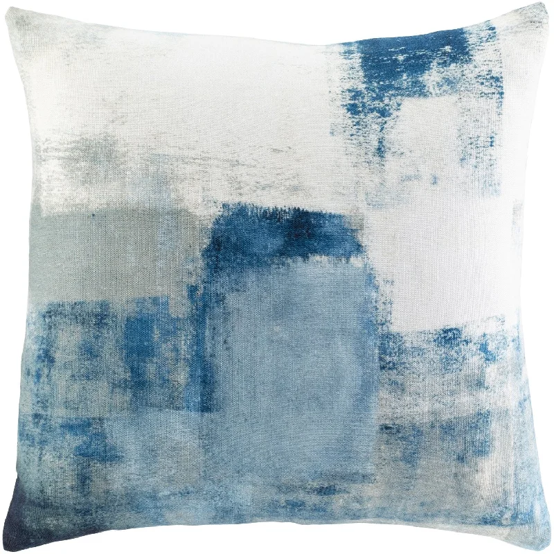 Balliano Woven Square Pillow Aqua, White, Pale Blue, Bright Blue, Navy, Sea Foam