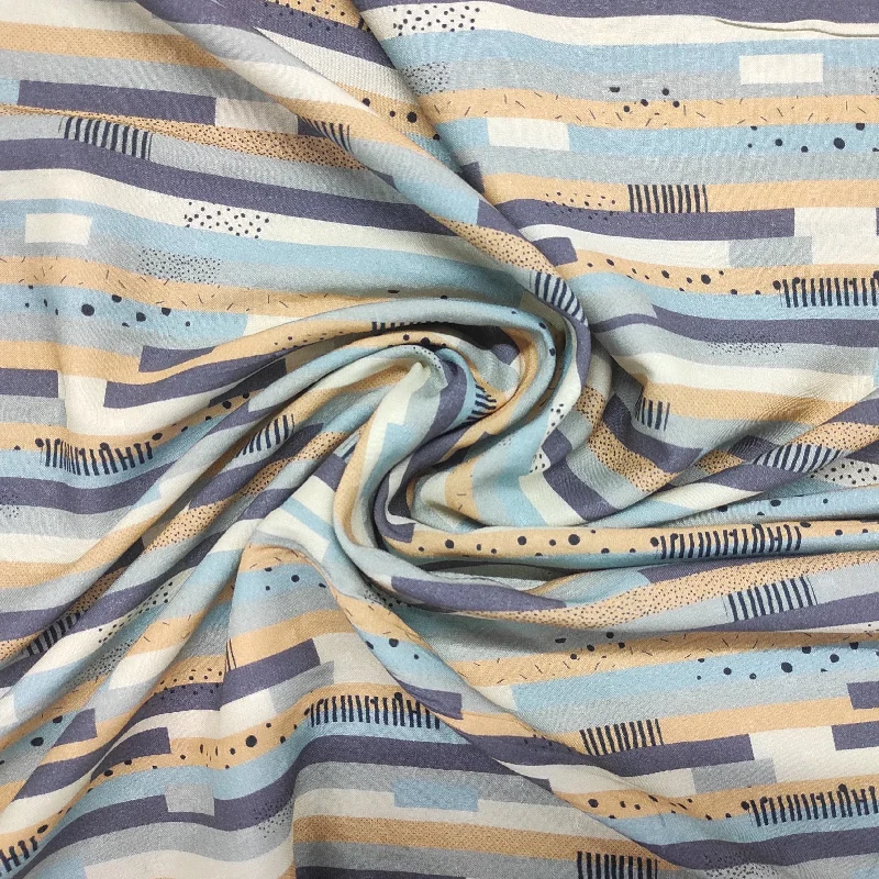 Multicolor Stripe print Rayon Dobby fabric