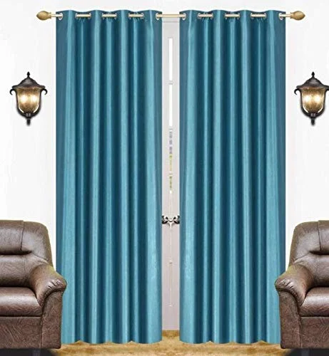 Aqua Blue Semi-Blackout Plain Curtain