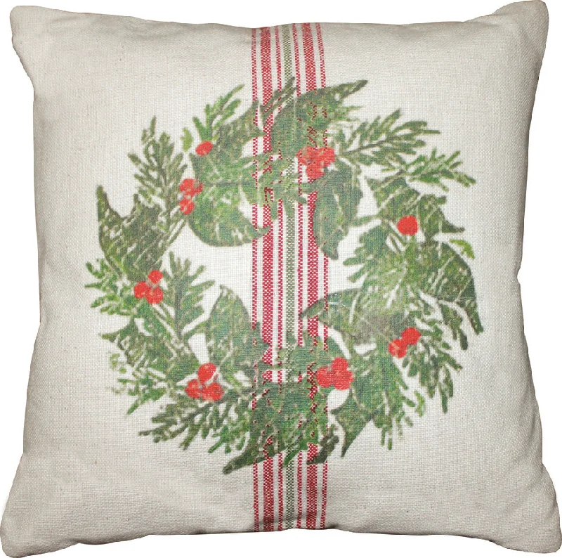 Holiday Grain Sack Cream, Red, Grn Pillow PL064020