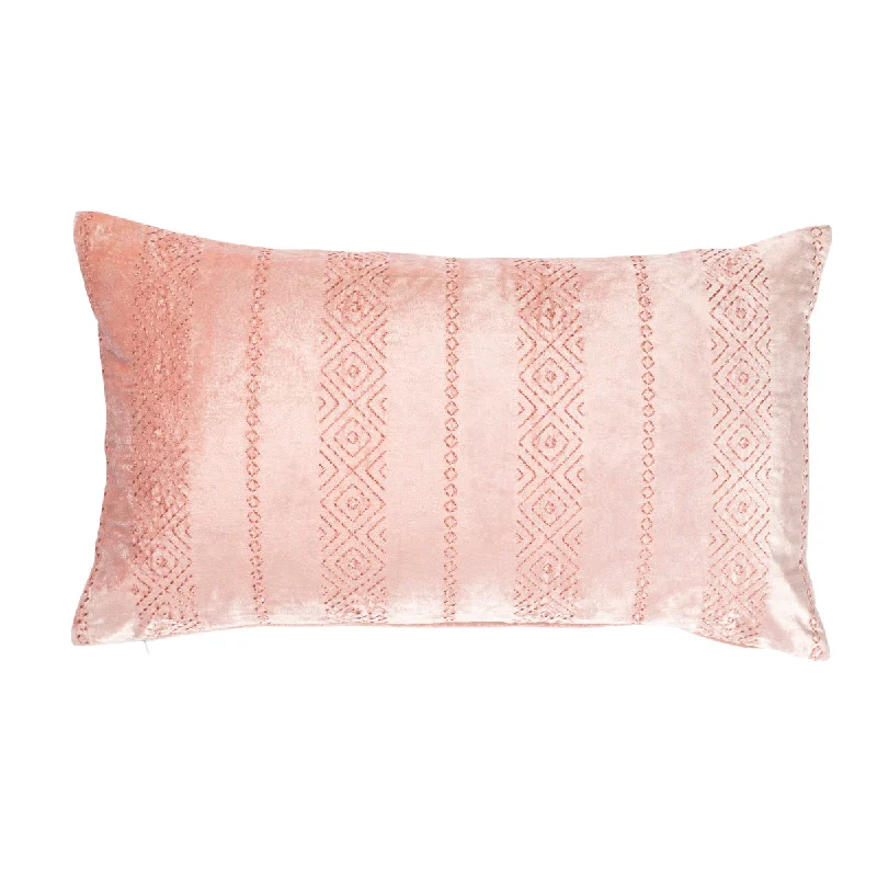 Exotic Heritage Ctity Stripes Embroidered Peach Cushion Cover