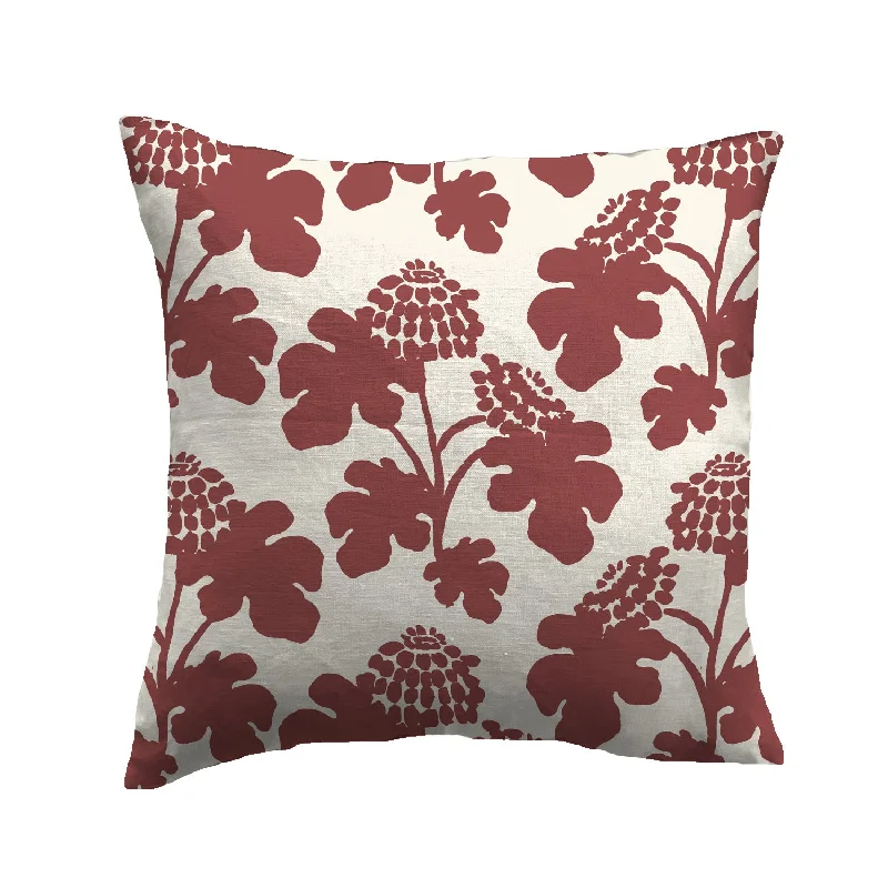 Casia Flowers Pillow - White/Oxblood