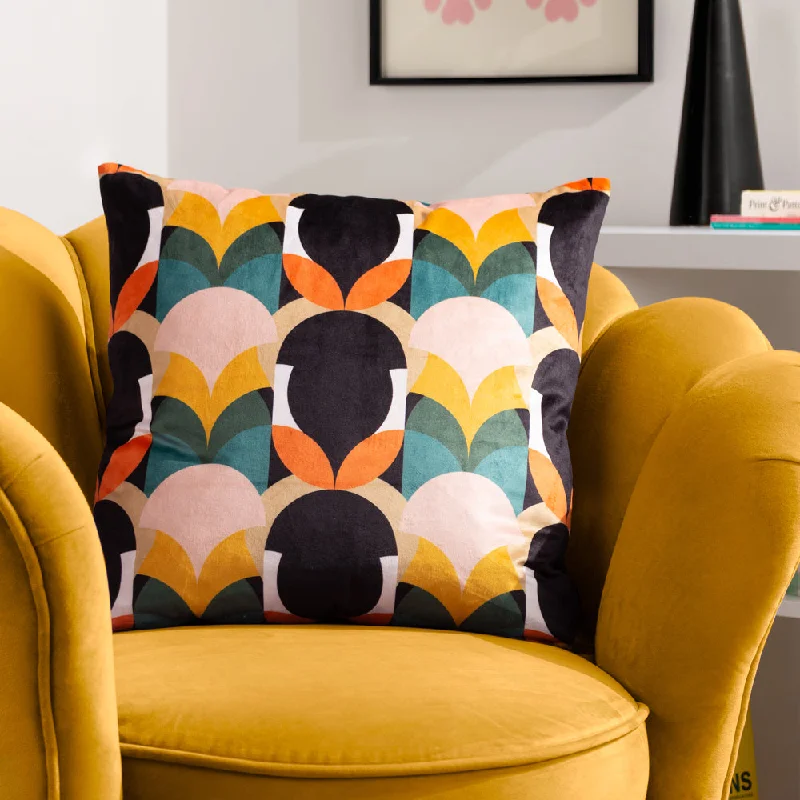 Raeya Art Deco Cushion Peach/Black