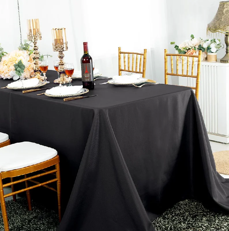 54"x96" Seamless Rectangular Polyester (220 GSM) Tablecloth - Black (1pc)