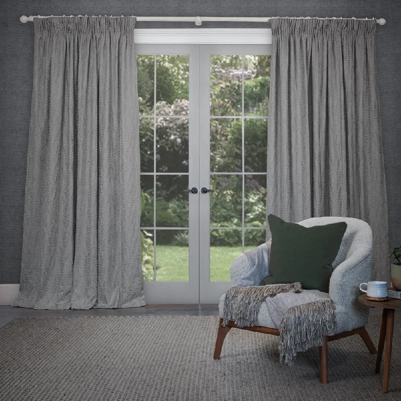 Fernbank Embroidered Pencil Pleat Curtains Dove