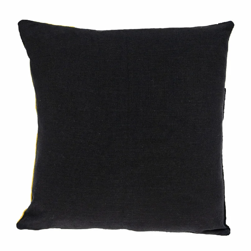 20" X 20" Black And Yellow Geometric Zippered 100% Cotton Throw Pillow