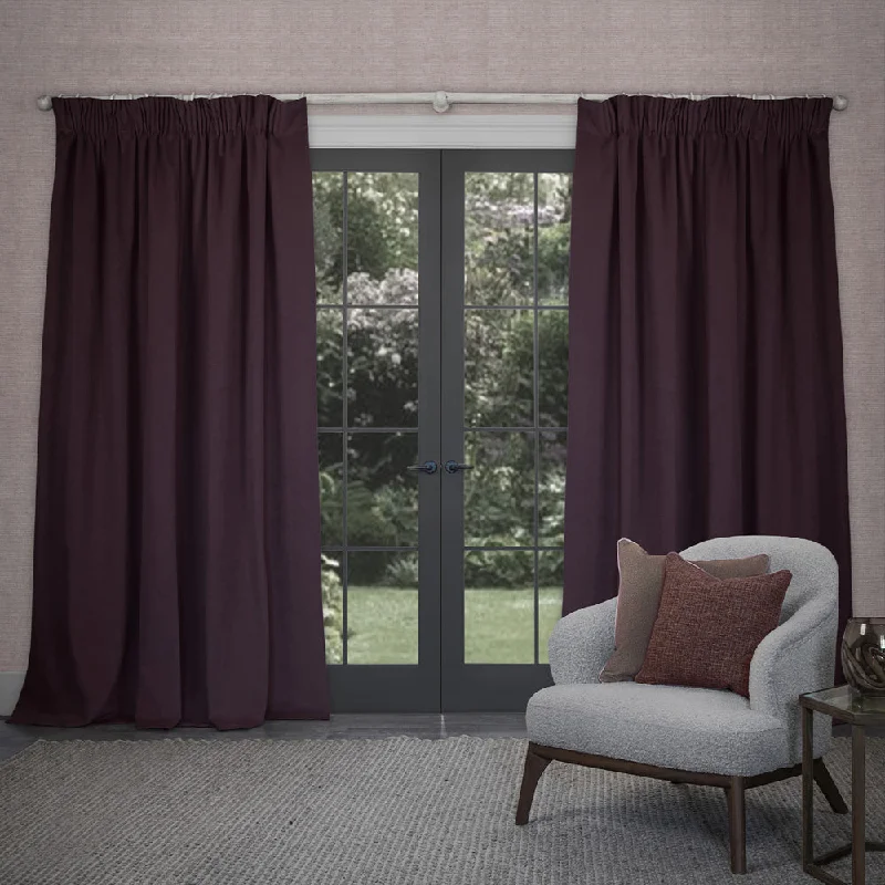 Cube Velvet Pencil Pleat Curtains Mauve