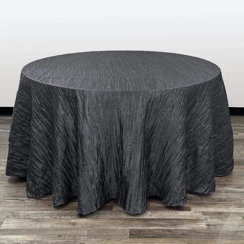 108 Inch Round Crinkle Taffeta Tablecloth Black