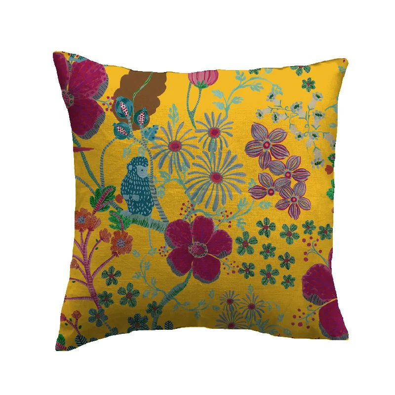 Monkey Garden Pillow - Yellow