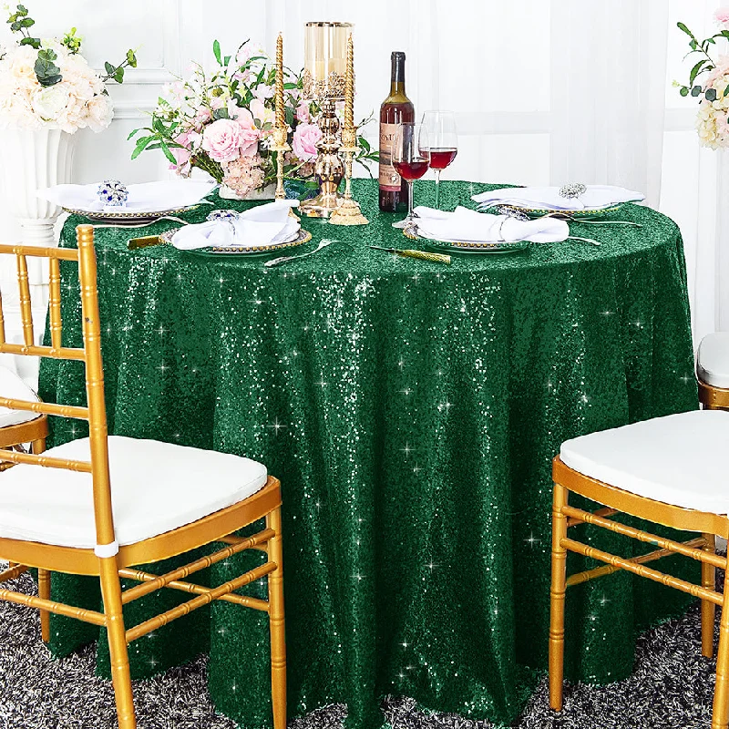 108" Seamless Round Sequin Taffeta Tablecloth - Hunter Green/Holly Green (1pc)