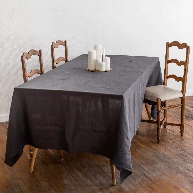 Charcoal Dark Grey 100% Linen Tablecloth