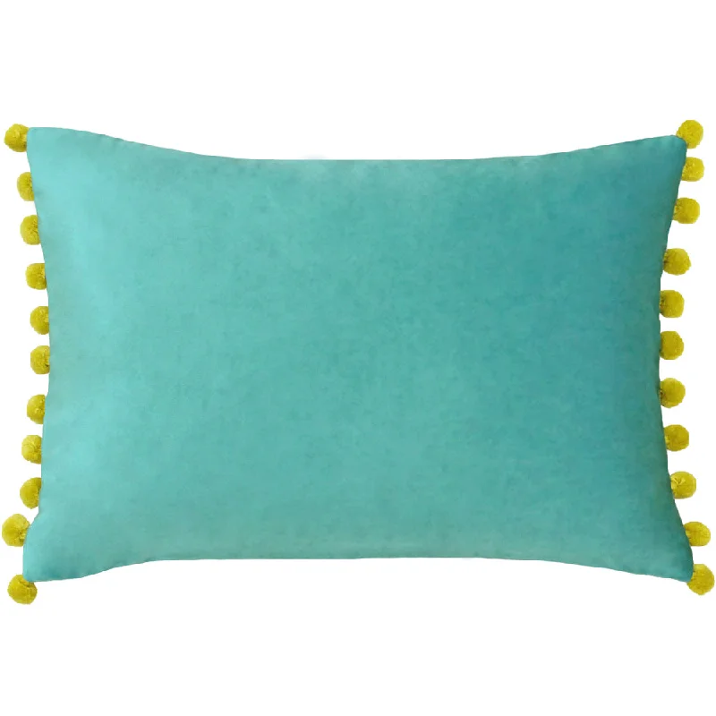 Fiesta Velvet Cushion Teal/Bamboo