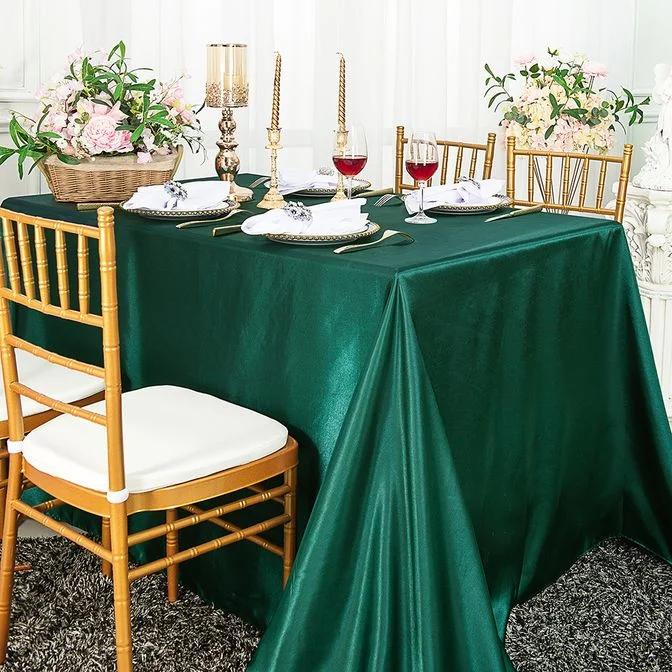 90"x132" Seamless Rectangular Satin Tablecloth - Hunter Green/Holly Green (1pc)