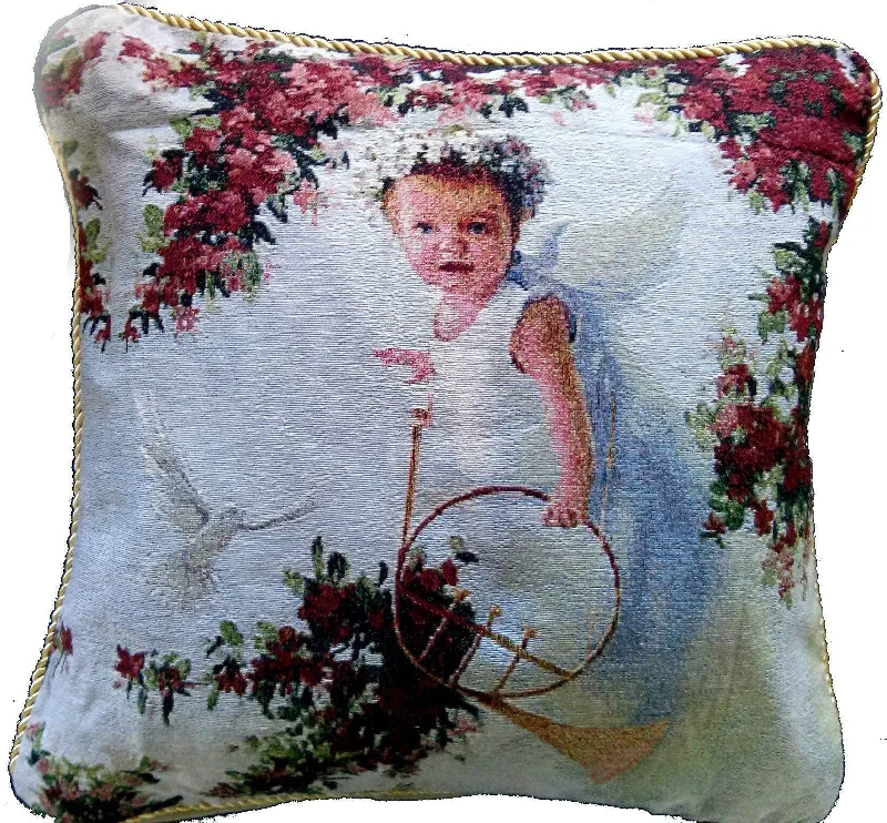 Tache Cupid's Horn 18 x 18 Inch Woven Tapestry Throw Pillow Cushion Cover