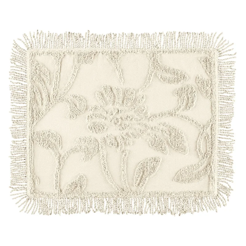 Floral Vine & Fringe Border Cotton Chenille Pillow Sham