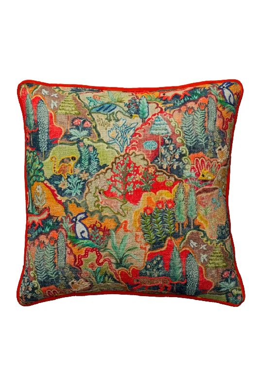 Multi-Colored Embroidered Cushion | Andrew Martin Forest