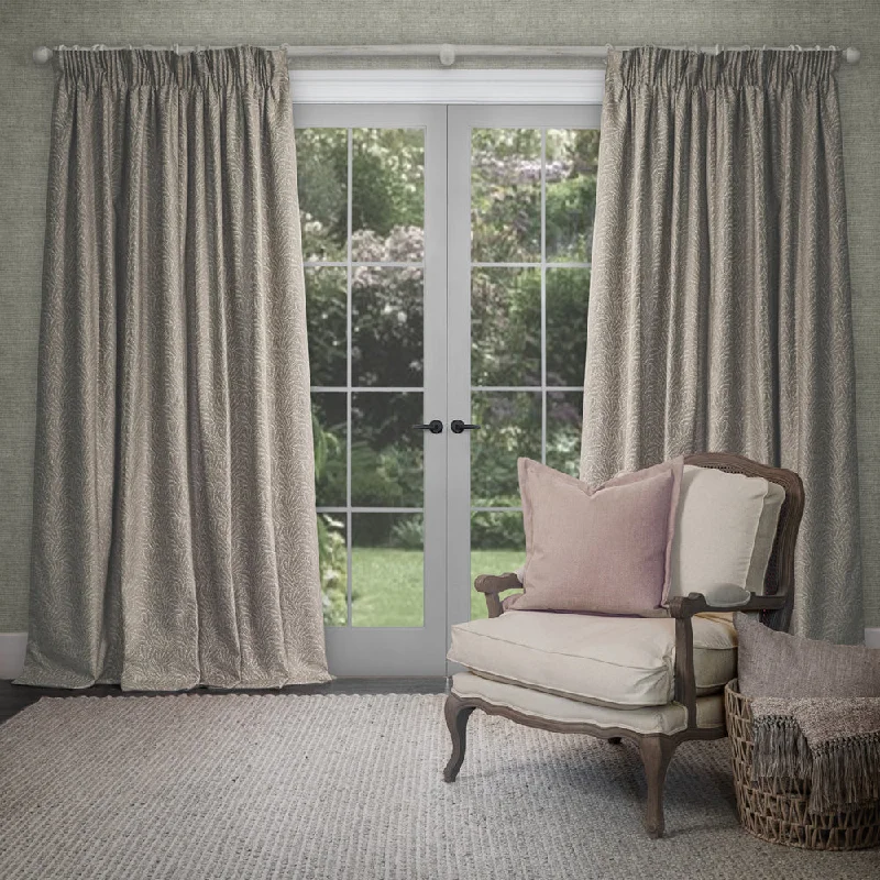 Farley Woven Chenille Pencil Pleat Curtains Biscuit